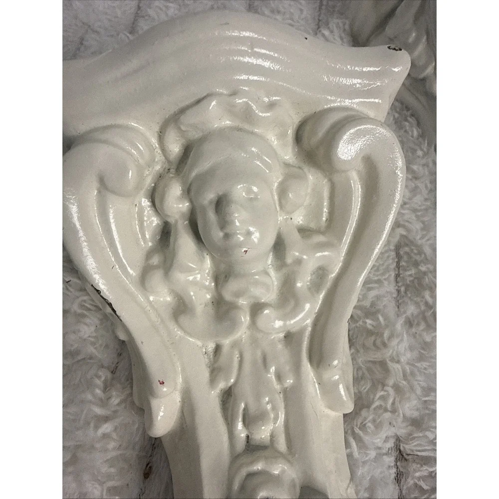 Vintage Cherub Wall Sconces Shelf Plaster Distressed Pair Rococo Baroque 2
